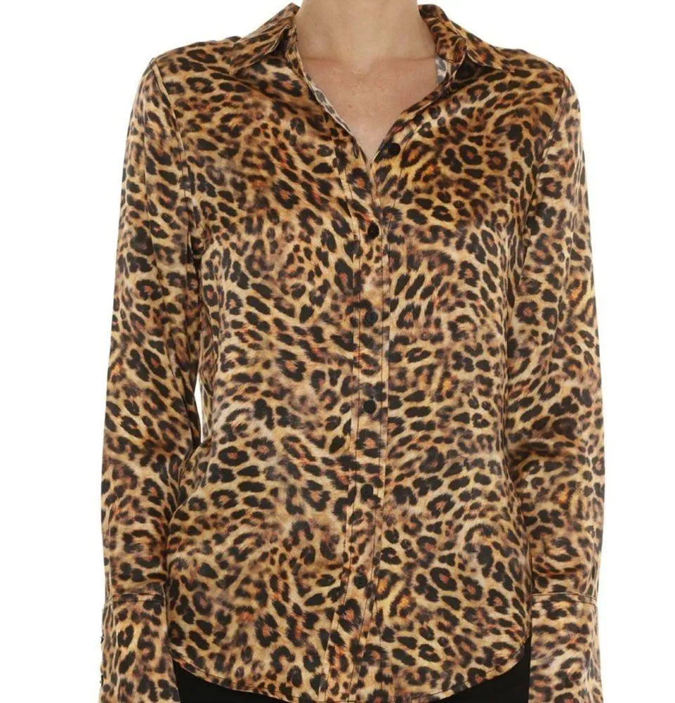 HARLOW Y2K ANIMAL PRINT VELVET LONG SLEEVE 3/4 ZIP PULLOVER TOP Brown Size undefined - Image 2
