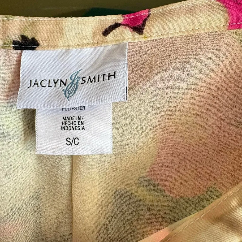Vintage Y2K Jaclyn Smith pink cream green floral print chiffon layered skirt NWT - Image 8