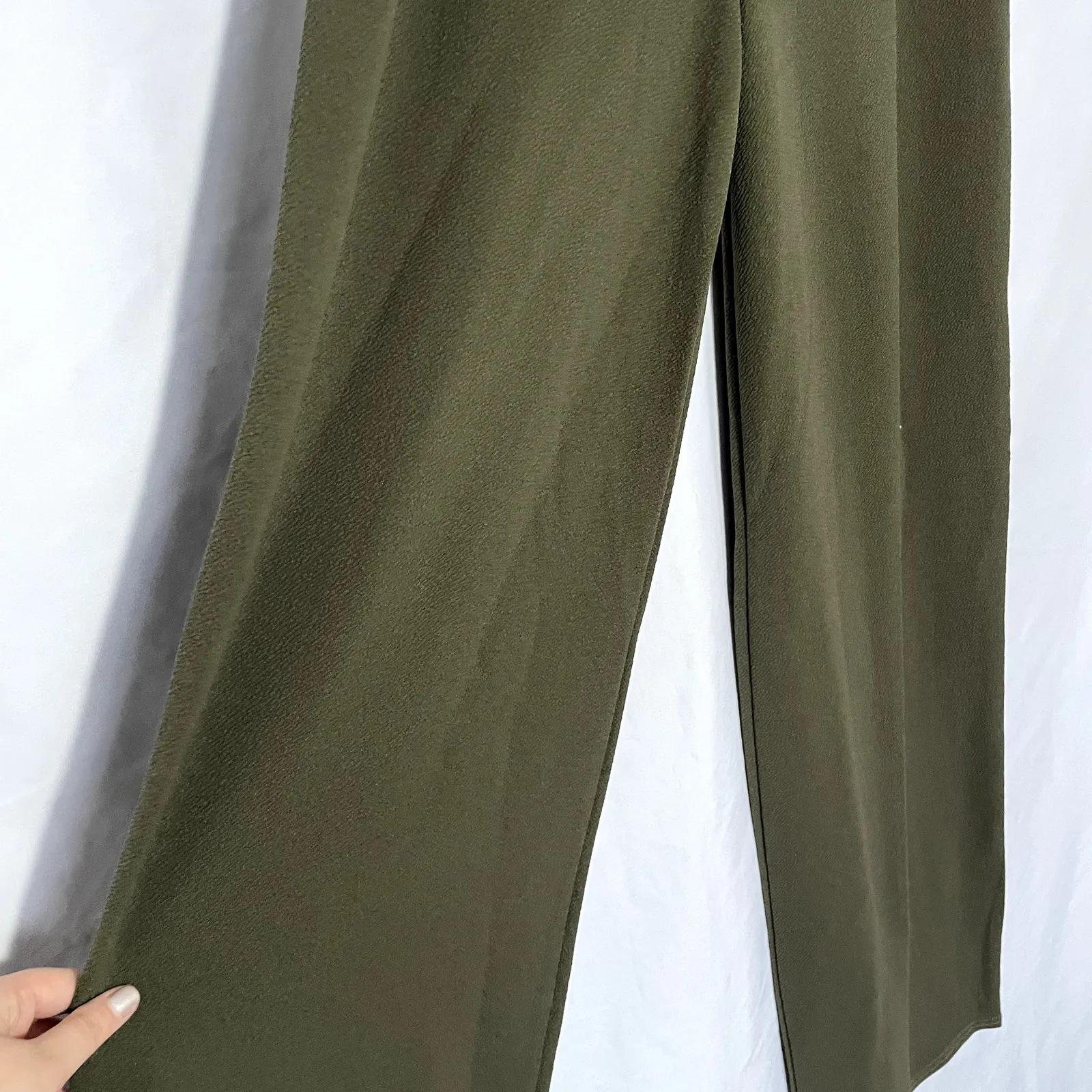 boohoo tall very tall wide leg green pants women's size 10 casual 36 inch inseam - Image 2