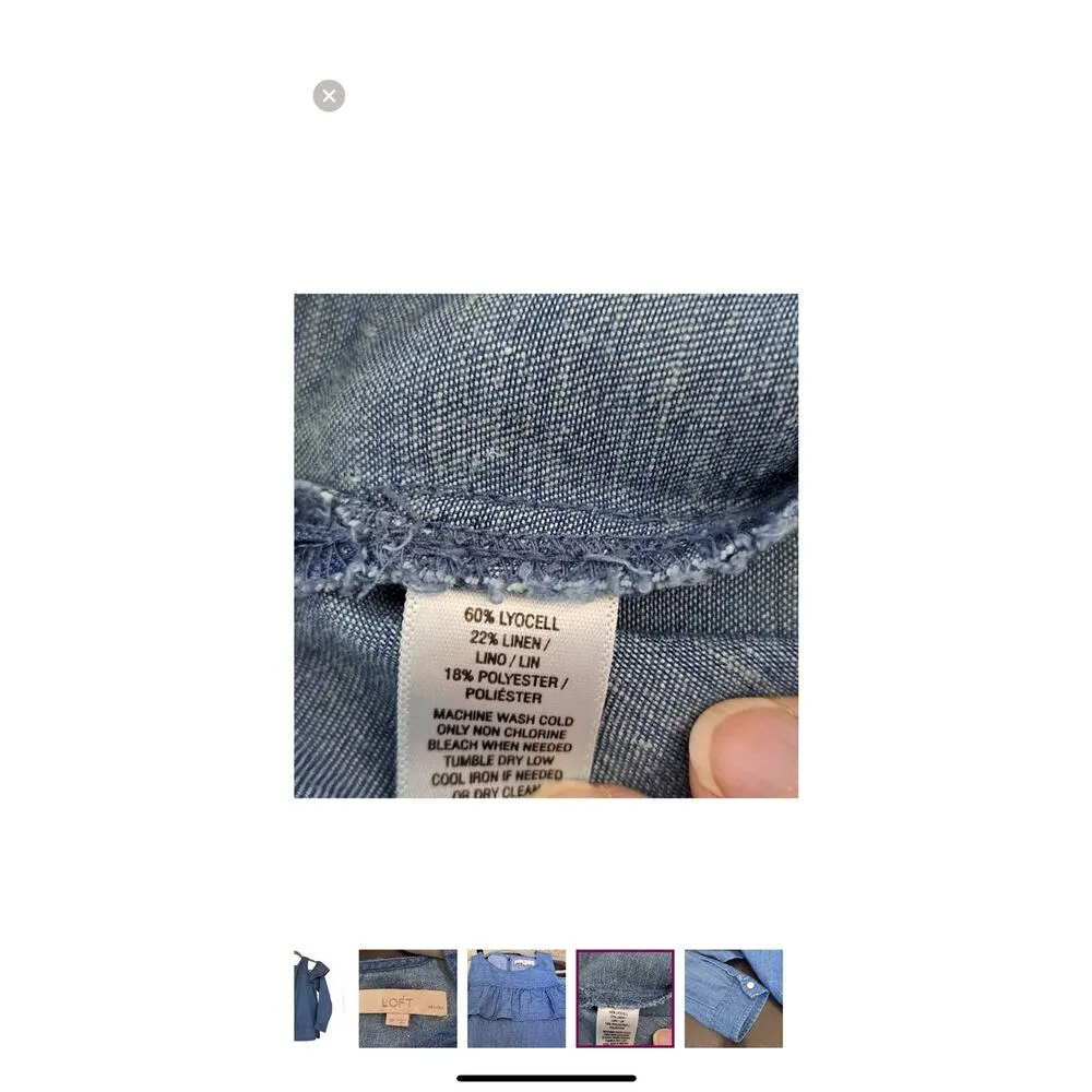 Loft Cold Shoulder Denim Womens Blouse, Size S, $18, B51 - Image 8