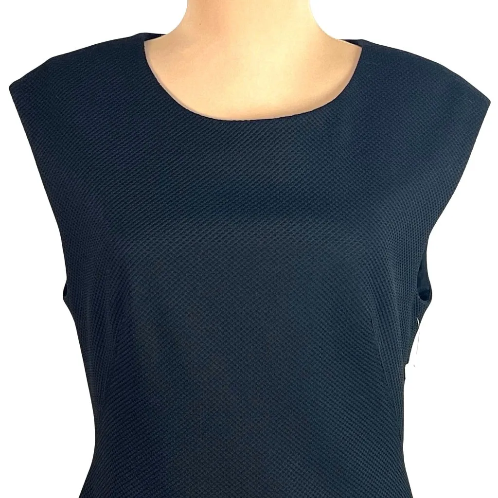 Rebecca Taylor Stacy Sheath Little Black Dress 10 Pique' Flounce Hem Minimalist - Image 3