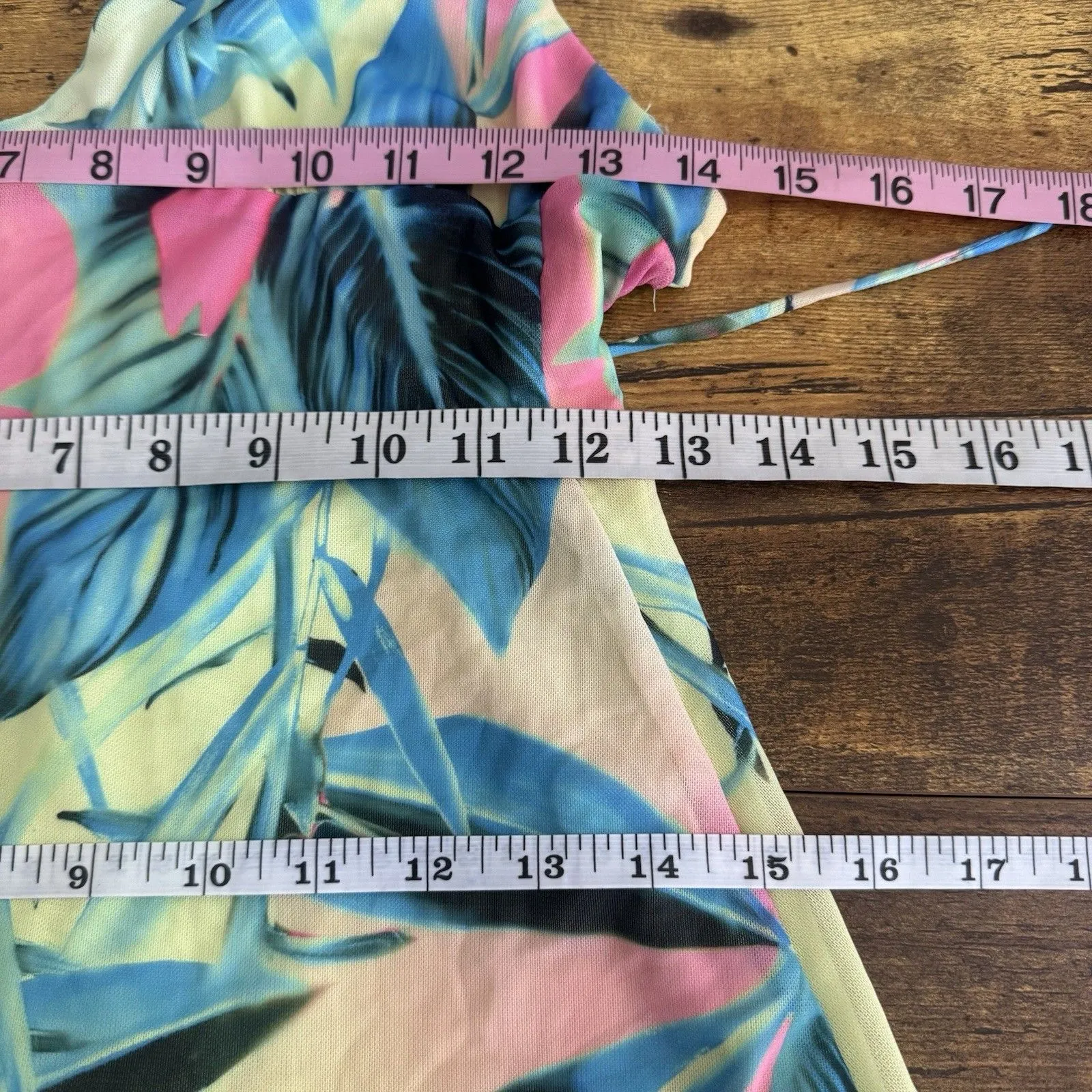 Bershka Womens Cami Mini Dress Sz Medium Tropical Floral Beach Resort Festival - Image 12