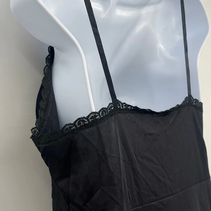 Vtg 1970s Sears Doesn't Slip Dress Sz L Whimsigoth Lace Festival Grunge Babydoll Black Size L - Image 10