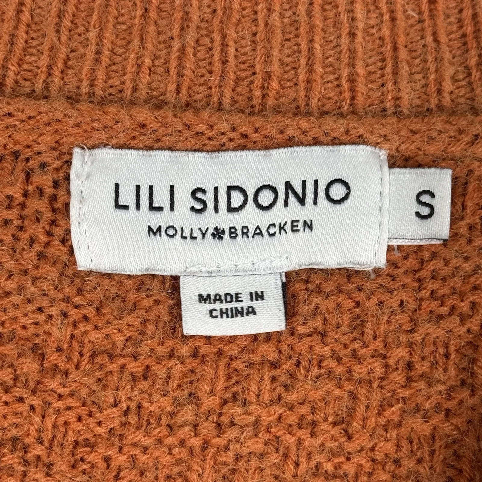 Lili Sidonio Molly Bracken Sweater Womens Small Orange Basic Classic Preppy - Image 5