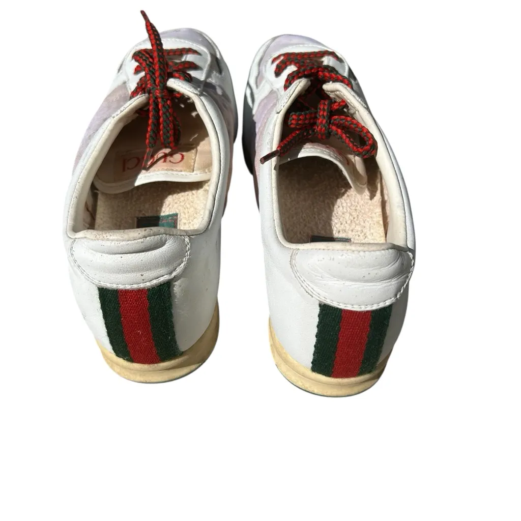 Vintage Retro Gucci White Leather & Nylon Size 38 Tennis Shoe Classic Casual. - Image 7
