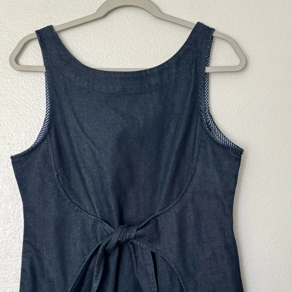 Holding Horses Anthropologie Denim  
Bow Waist Sleeveless Blue Dress Size 12 - Image 7