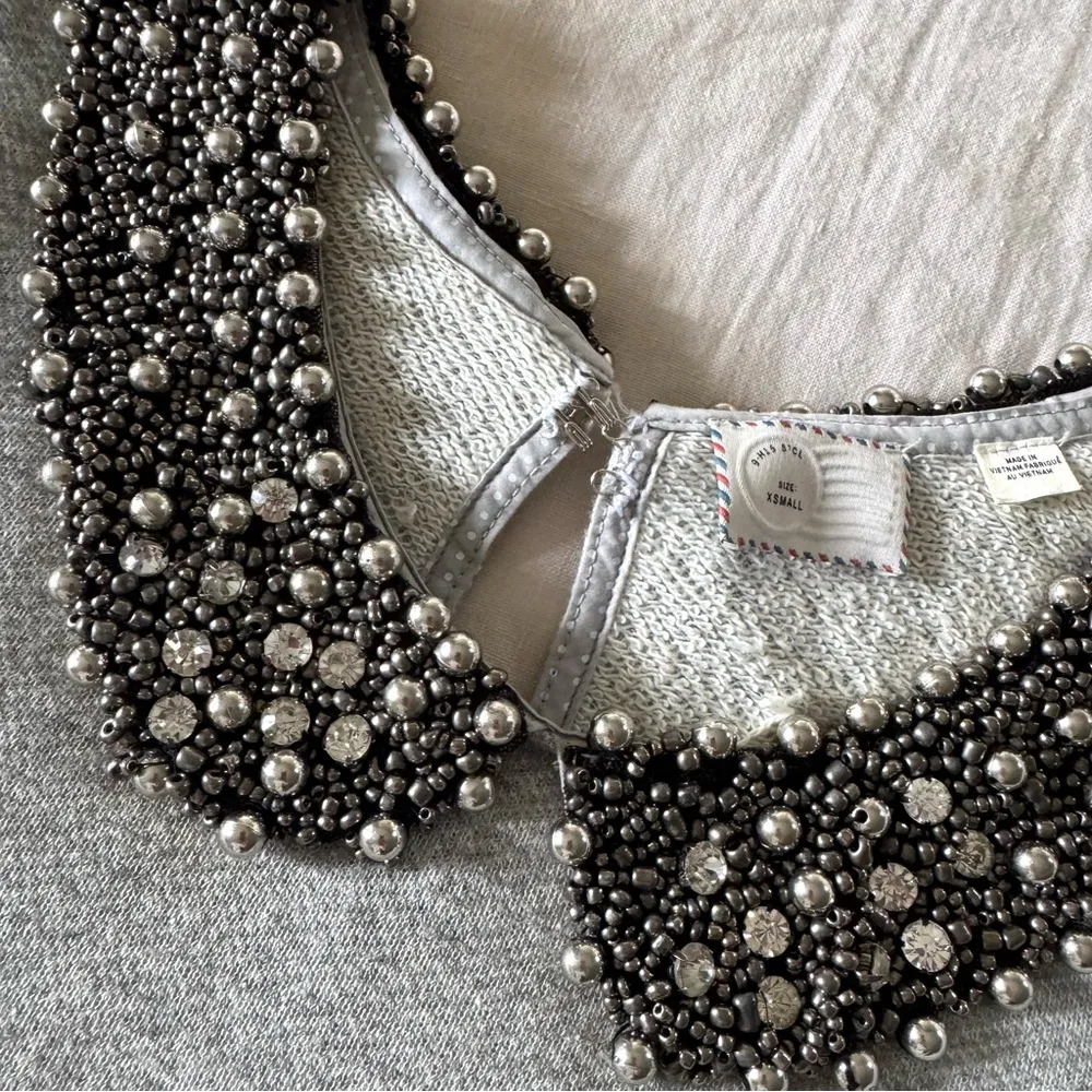 Anthropologie Beaded Peter Pan Collar Sweatshirt, XS - Image 4