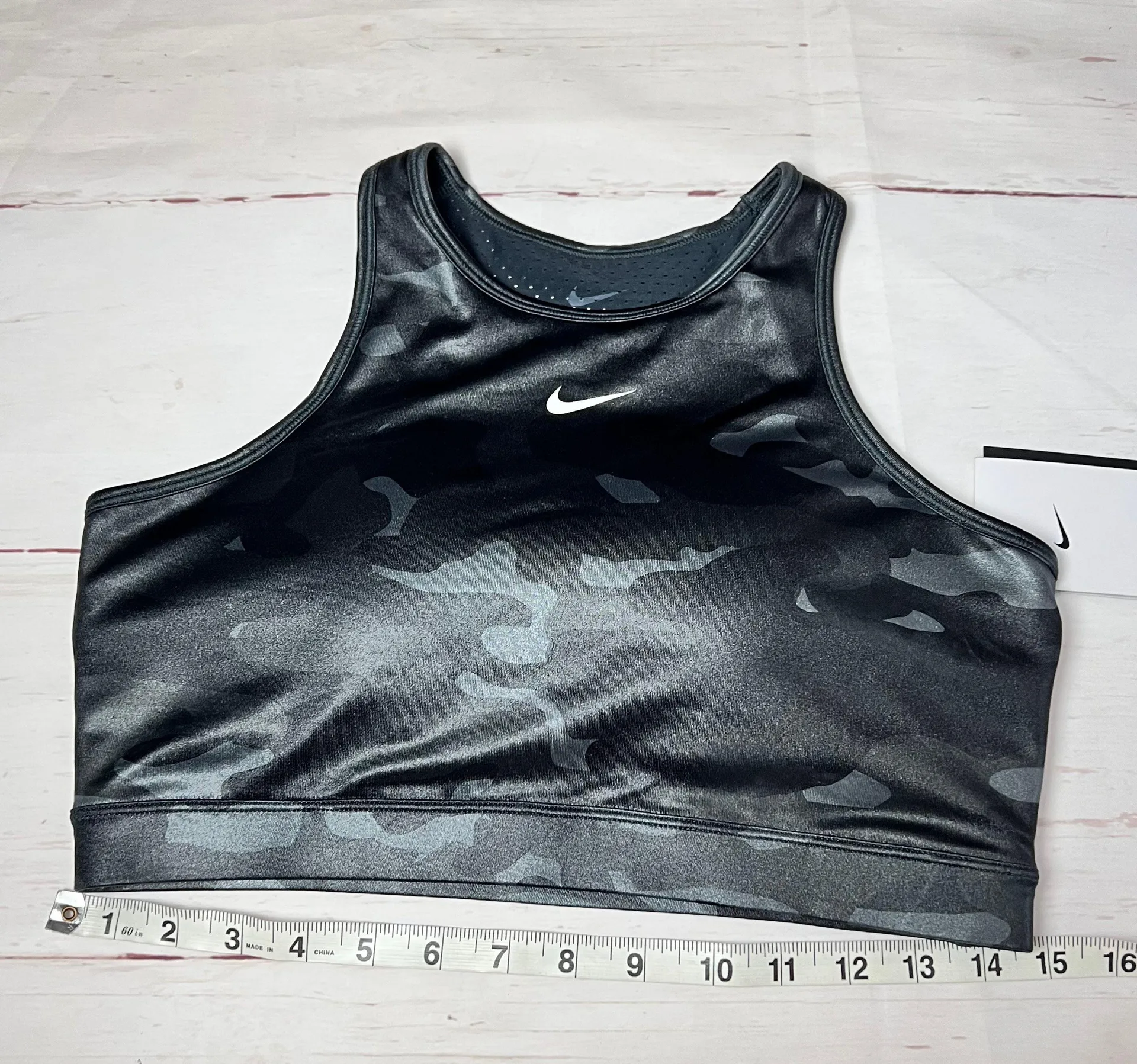 Women’s Black Camo Athletic Sporty Racerback Bra Sz L - Image 14