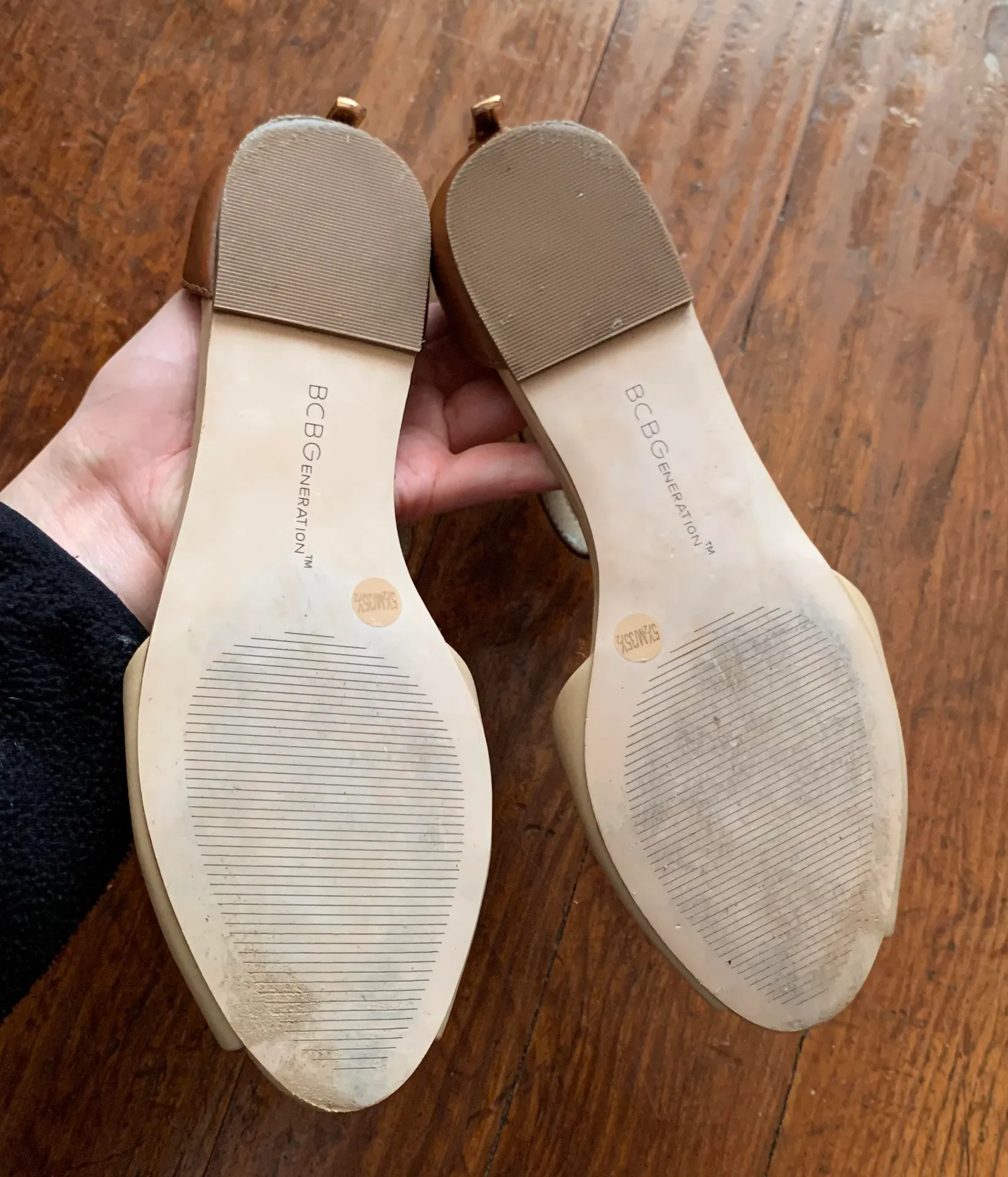 Nude & Cognac Peeptoe Ankle Strap Flats SZ 6 - Image 6