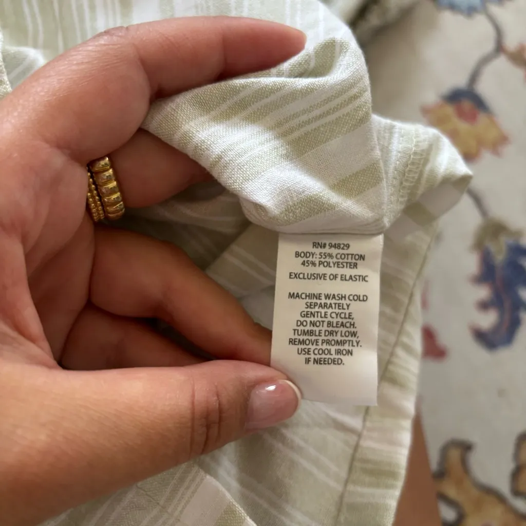 Derek Heart Sage Green Striped Puff Sleeve Romper Size Small - Image 7