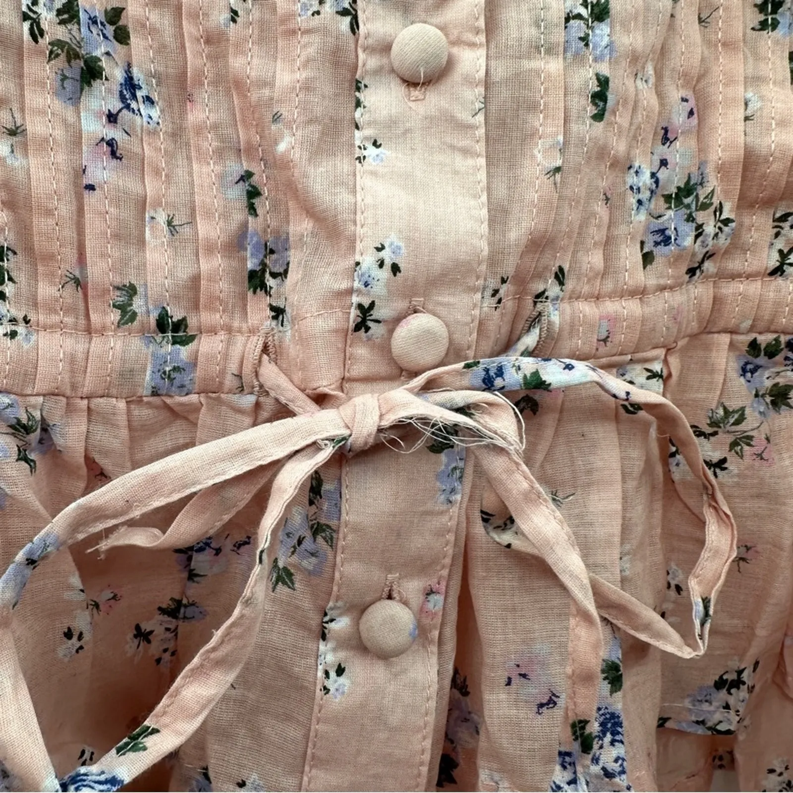 ASOS Design Pink‎ Floral Print Button Up Pleated Long Sleeve Peasant Top Size 6 - Image 7