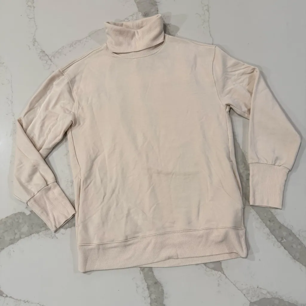 Athleta Balance Cinch Turtleneck Sweatshirt Women’s XXS Chantilly Cream Pockets - Image 5