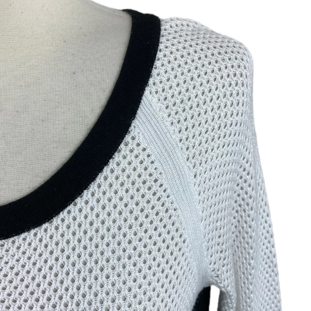 Rag & Bone Black & White Mesh Raglan Sleeve Knit Pullover Sweater Size Small S - Image 2