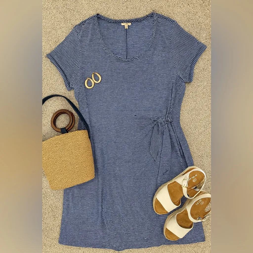 T by Talbots Striped Side-Tie Stretch Dress 3X Classic Business Casual Brunch - Image 2