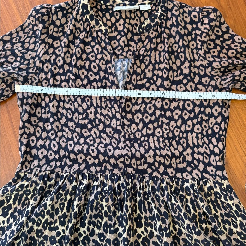 MAEVE Anthropologie Juno Leopard Print Mini Dress Brown Black Size M - Image 8