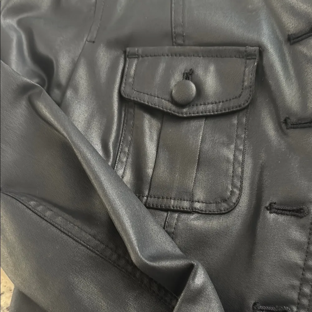 Navy Blue coated Jacket with Button Details - Image 3