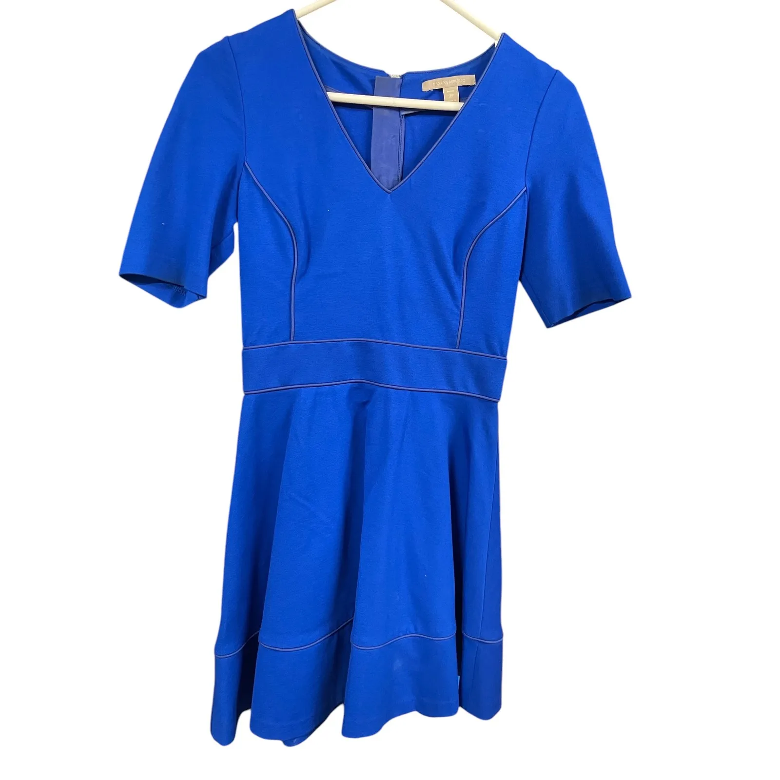 Banana Republic piped ponte-fit Cobalt Blue V-Neck Career Petite‎ 2 - Image 6