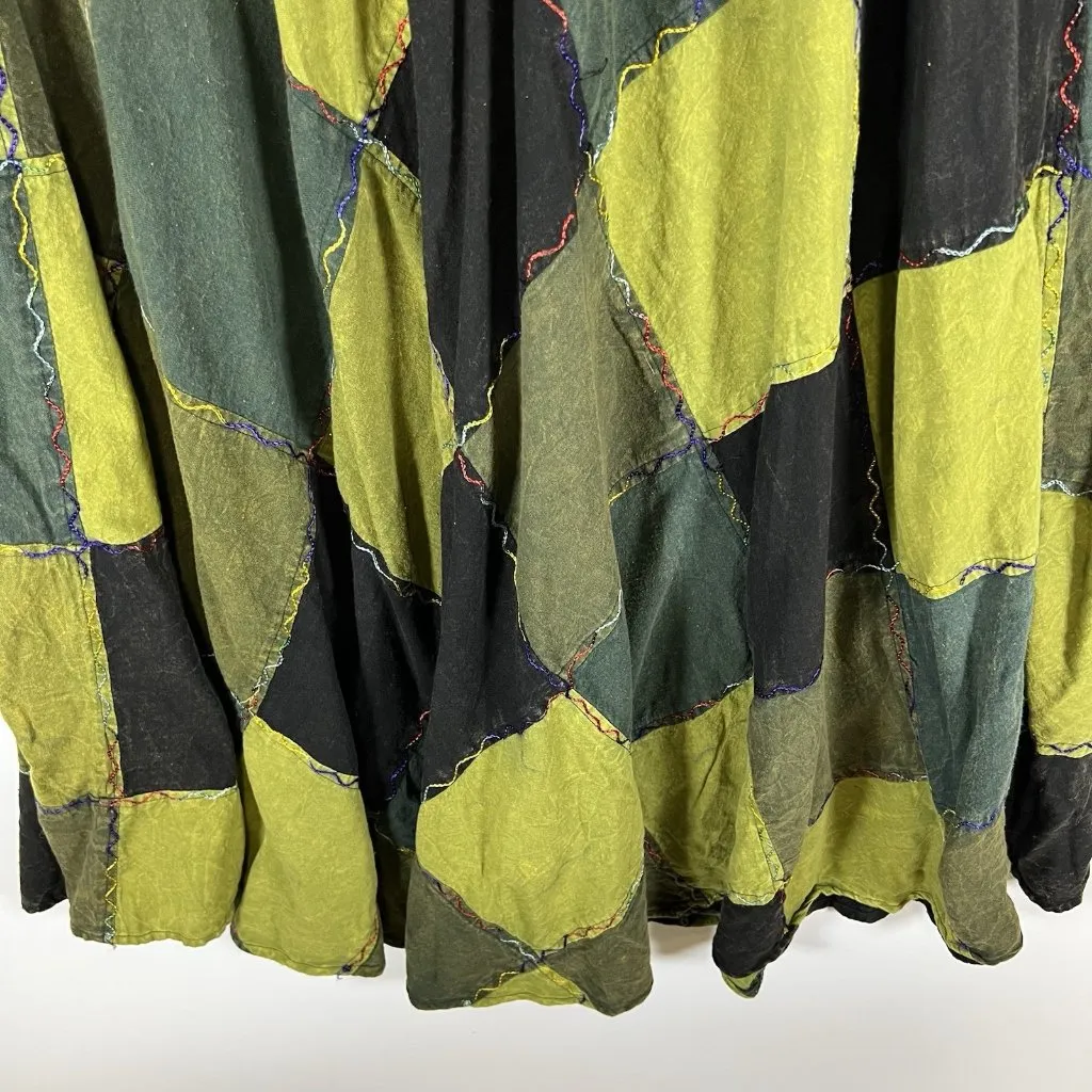 Wicked‎ Dragon Maxi Skirt Witchy Goddess Long black green gypsy skirt Boho large - Image 5