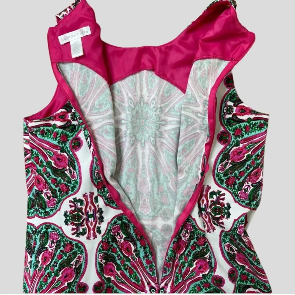 London Times- Pink and Green Floral Dress Size 4 - Image 4