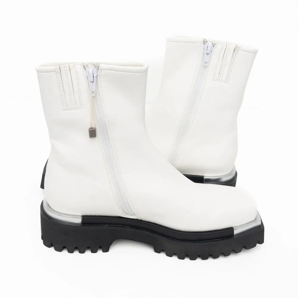 Jeffrey Campbell Devout White Chunky Platform Ankle Boots Size 7 - Image 8