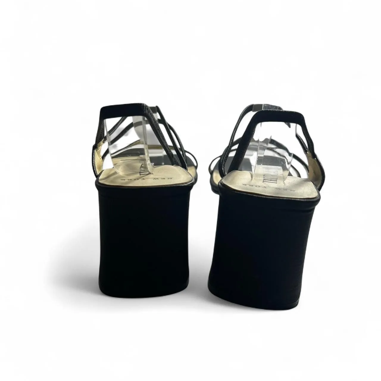 vintage Y2K 2000s retro square toe block heel Black strappy block heel sandals 9 - Image 4