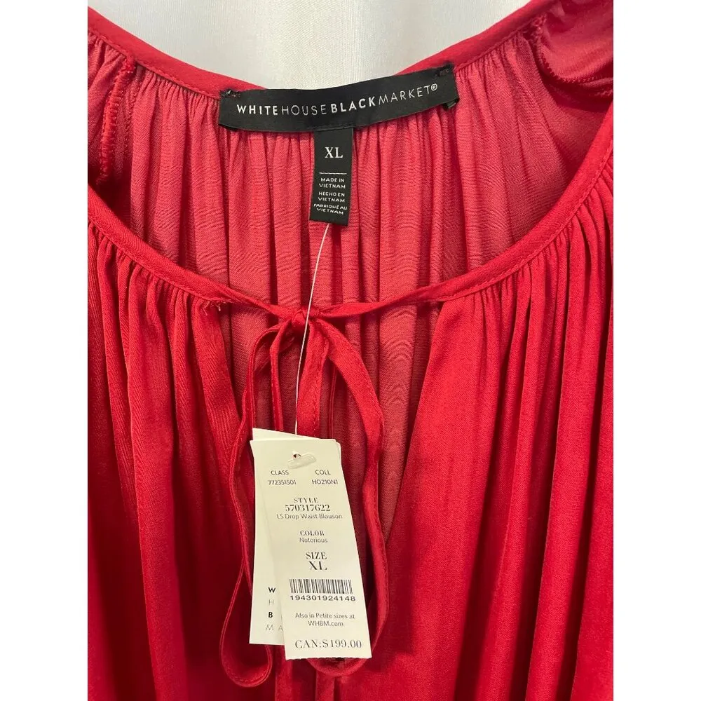 White House Black Market Women's Long Sleeve Red Mini Dress Size XL SKU 3083 - Image 4