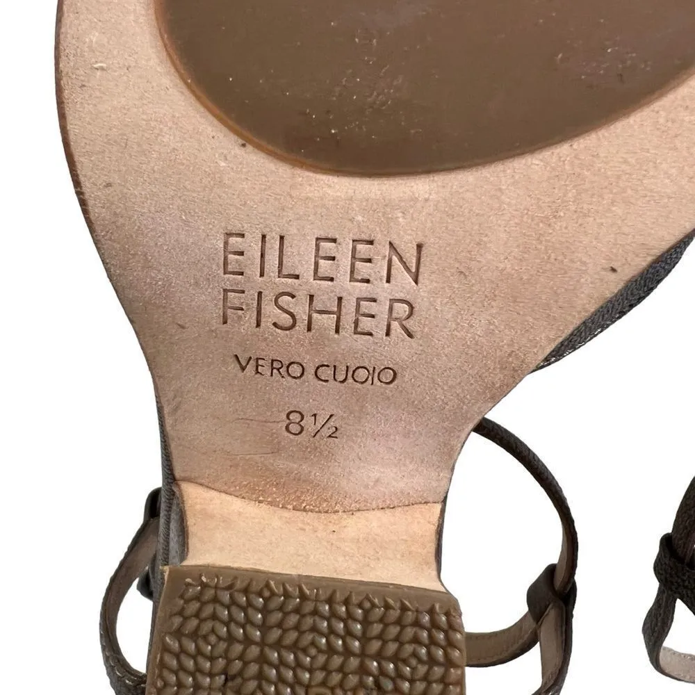 Eileen Fisher Bronze Metallic Ankle Strap Heel - Image 12