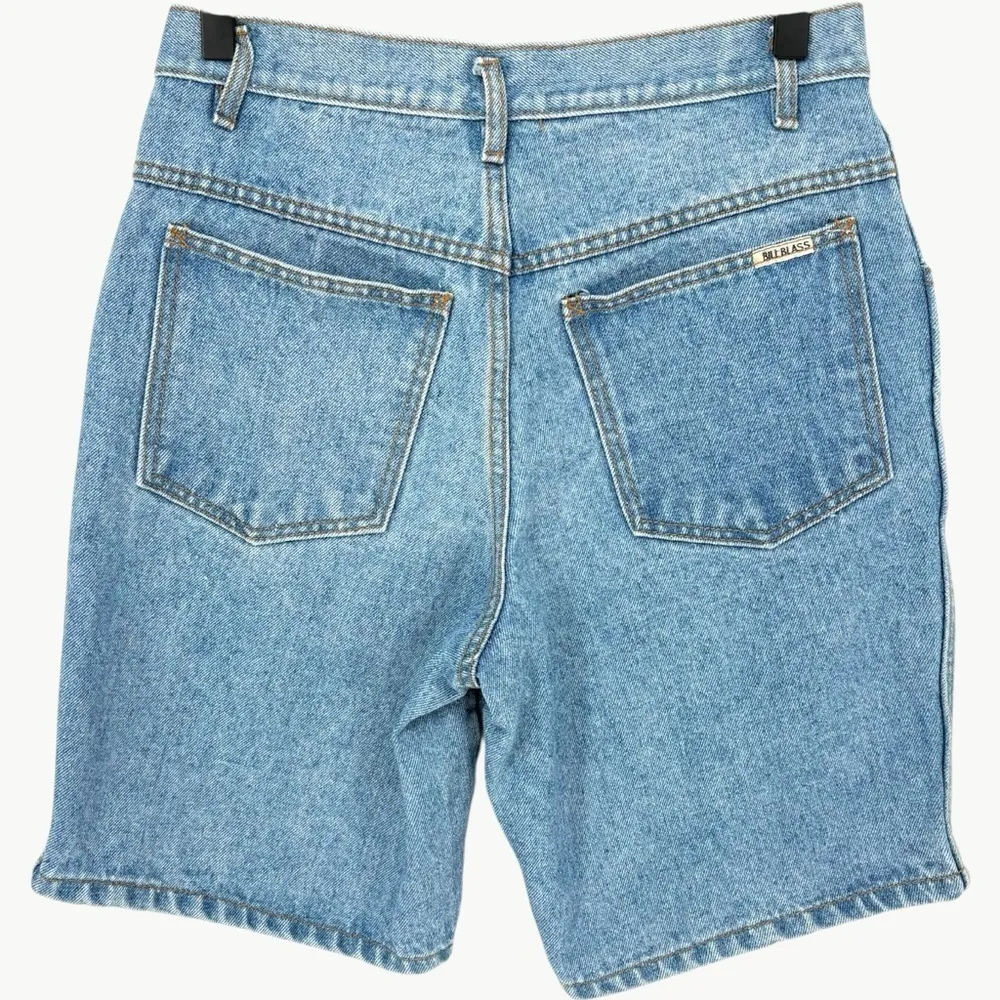 VINTAGE 90s Bill Blass Women’s High Rise Dad Denim Shorts | Sz 6P | Light Wash - Image 2