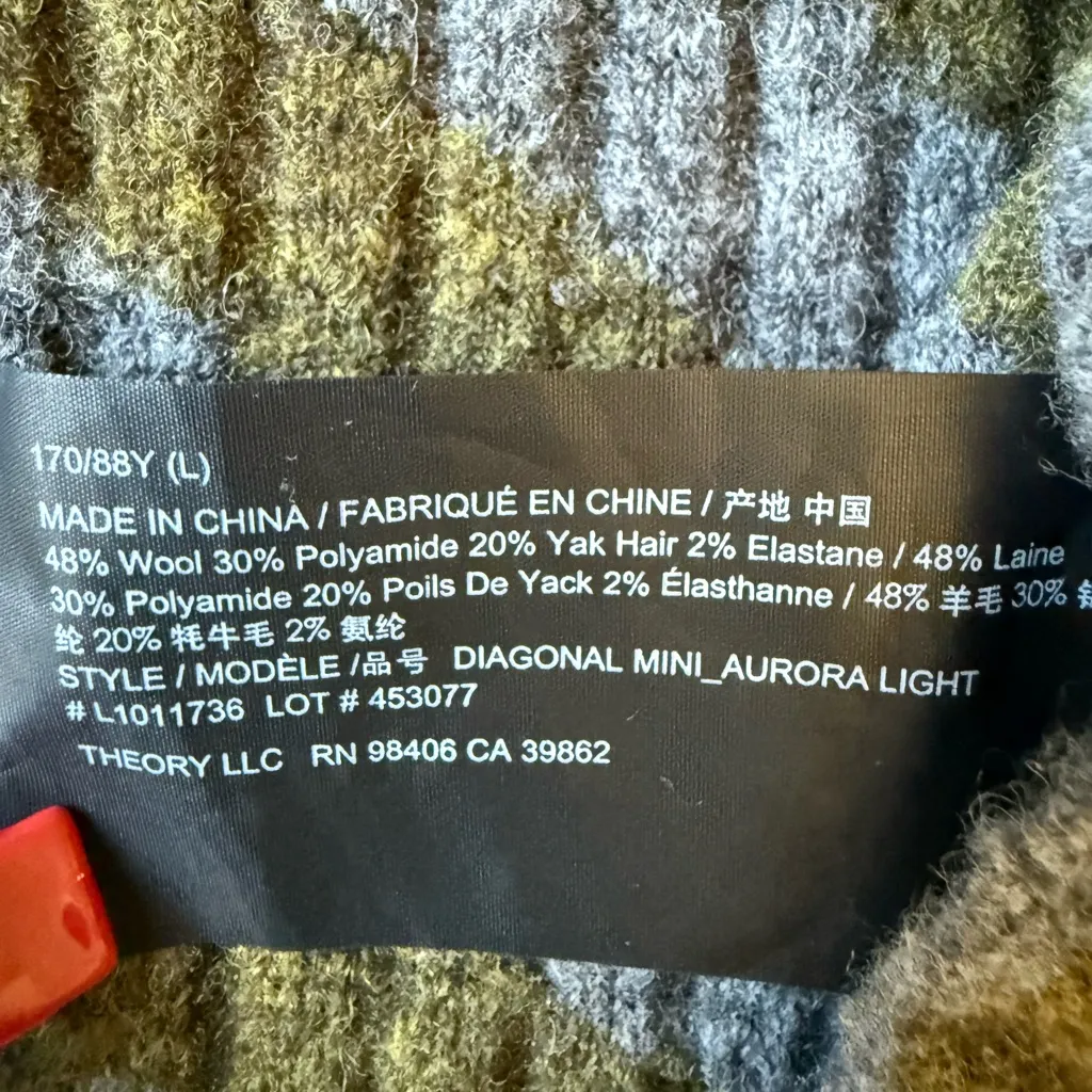 Theory‎ Diagonal Stripe Mock Neck Knit Sweater Tunic Size Large Wool Blend - Image 7