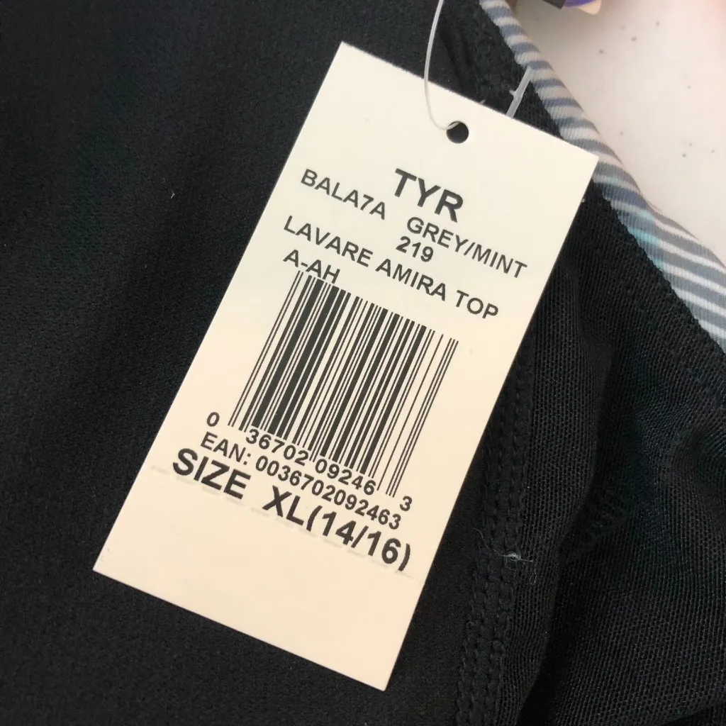 TYR Womens Amira Bikini Top Active Swimwear Maximum Support Blue Gray XL 14/16 - Image 7