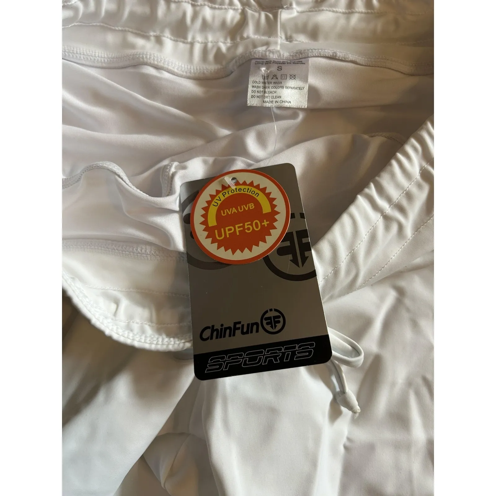 ChinFun Shorts Womens Small White UPF 50+ Lined Swim Running Athletic Sports - Image 4