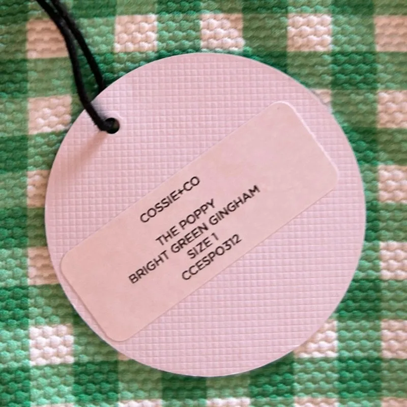 COSSIE + CO Women's Gingham Bathing Suit US 4 Green Poppy One Piece Swim NWT - Image 4