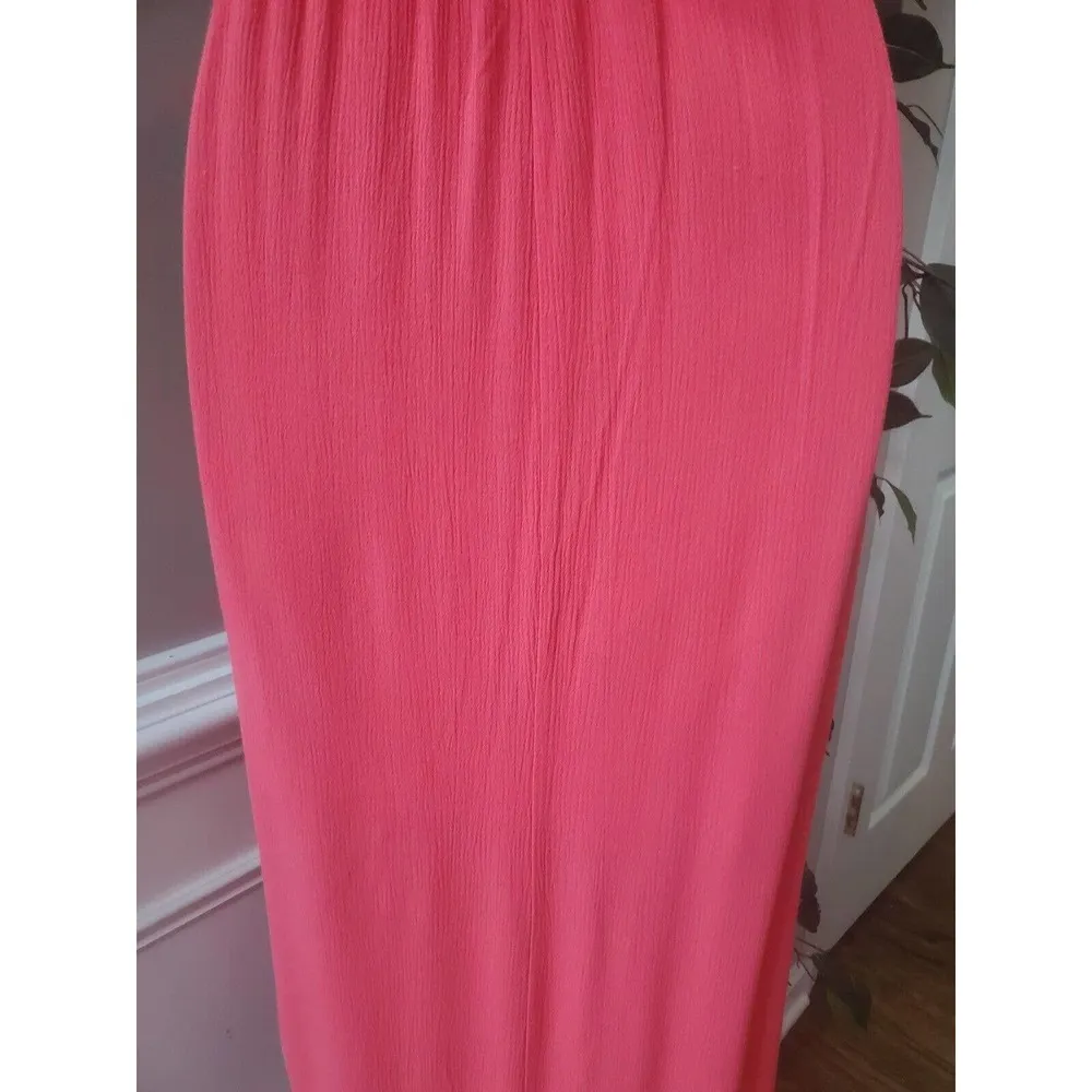 Ces Femme Women's Red Solid Rayon Sleeveless Spaghetti Strap Long Maxi Dress S - Image 6