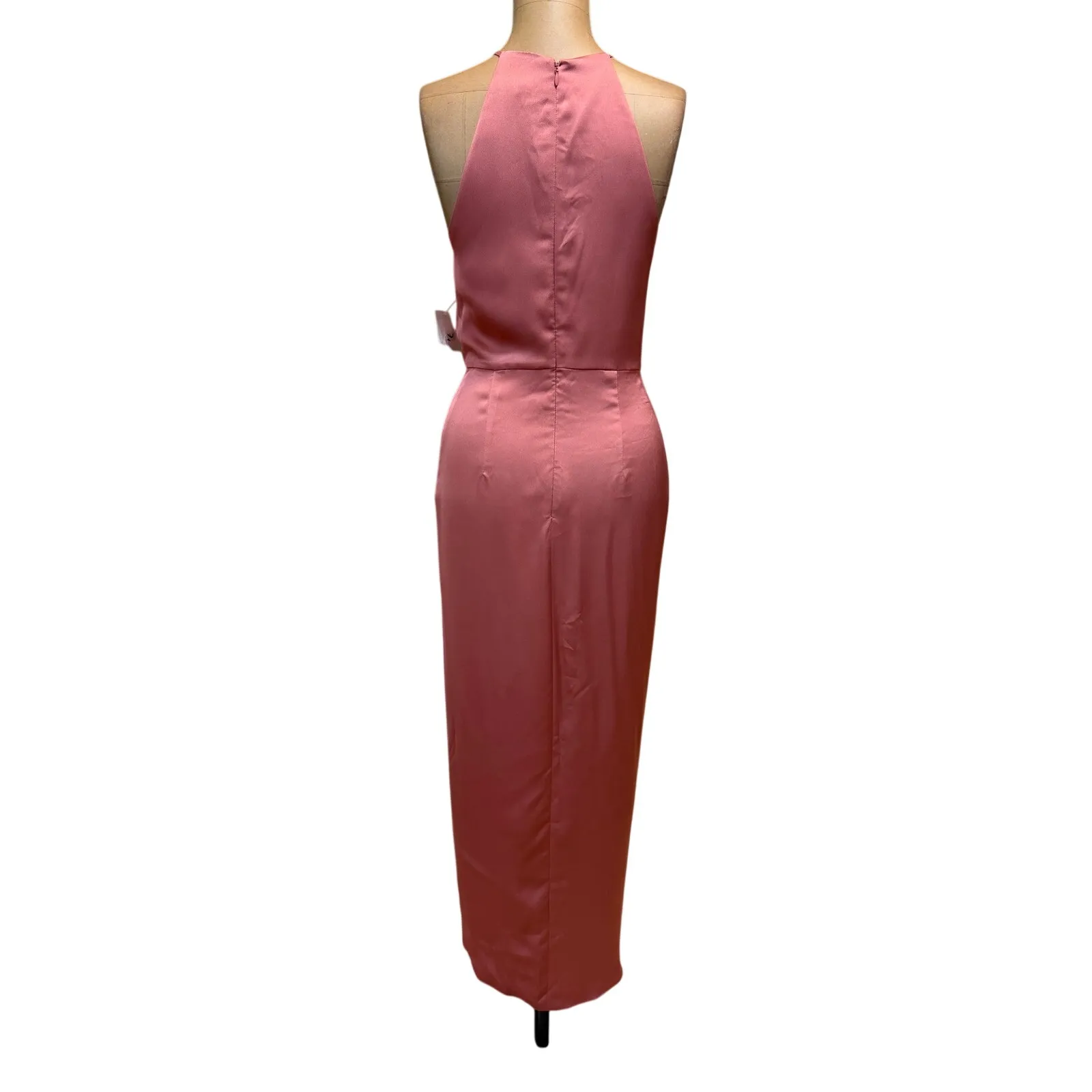 Shona Joy Midi Dress Luxe Tie Front Rose Satin Sleeveless New - Image 7