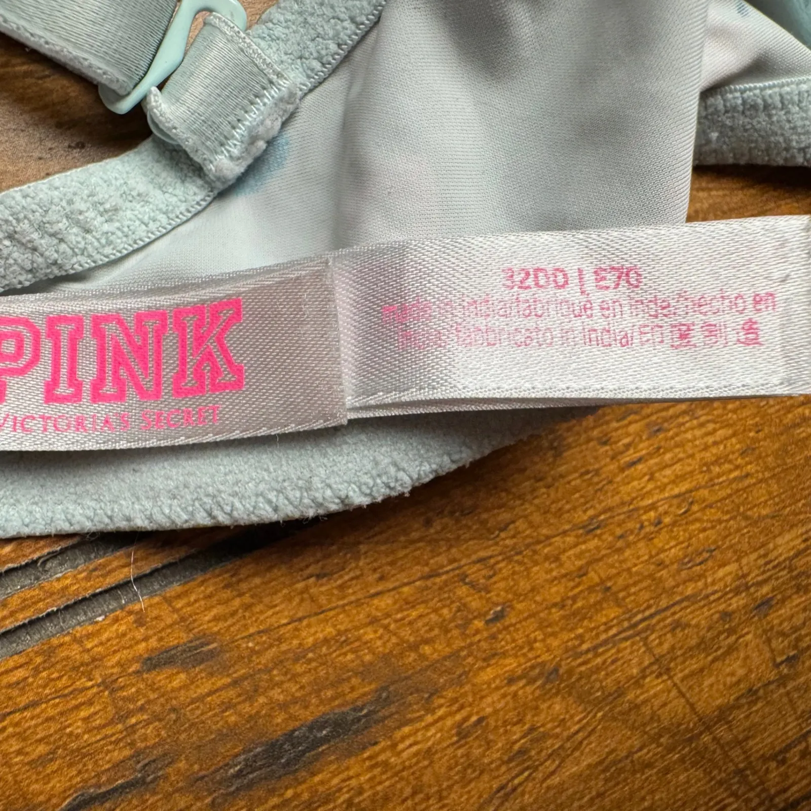 PINK by Victoria's Secret Light Blue Floral Print Push Up Bra Size 32DD Green - Image 5