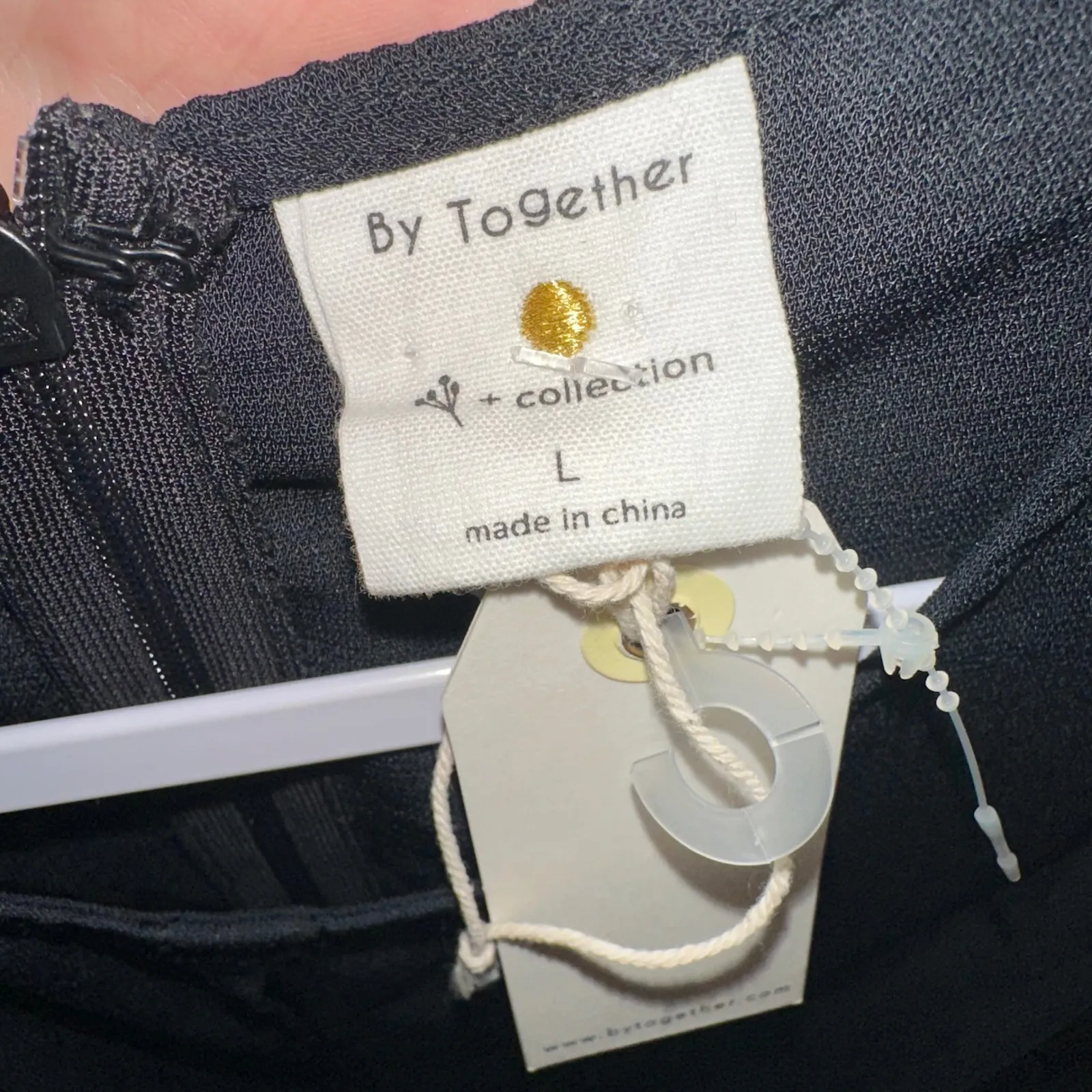 By Together Black Tie Front Dress Long Sleeve Party‎ Cocktail Size L - Image 6