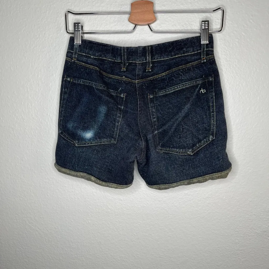 Rag & Bone Jean Denim Printed Boyfriend Terry Shorts XXS Japanese Cotton - Image 6