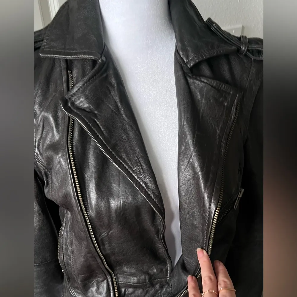 Zadig & Voltaire Black Leather convertible Biker Jacket - Image 13