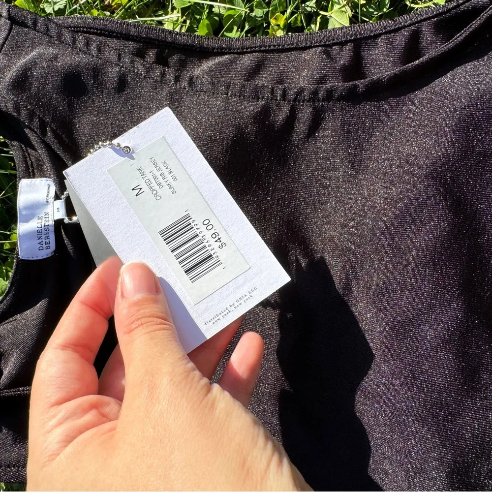 Danielle Bernstein by WeWoreWhat Black Slinky Rib Jersey Cropped Tank Top - Image 4