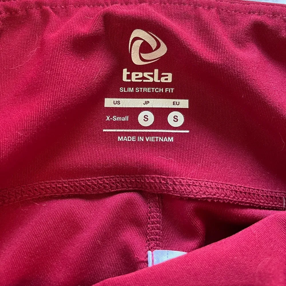 Never worn XS Red Tesla spandex leggings - Image 12