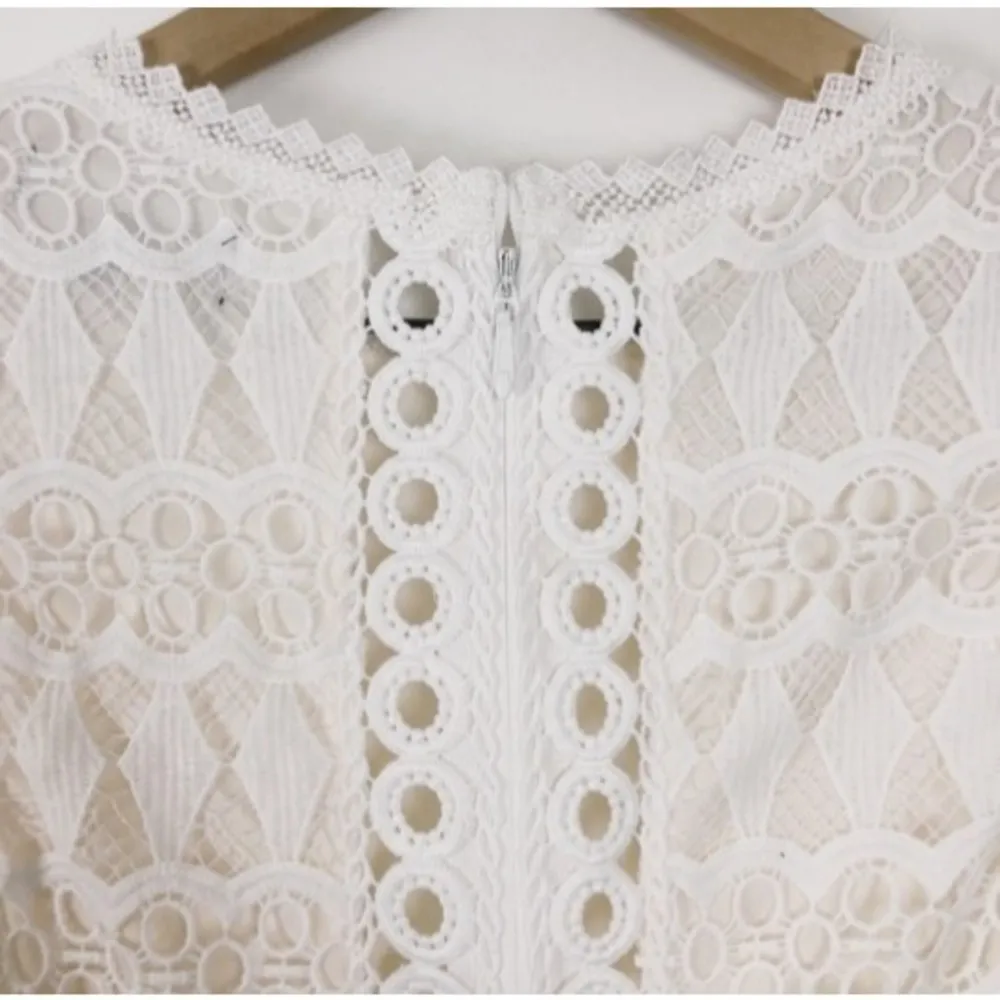 NEW Lulus Kenna White Crochet Lace Sleeveless Bodycon Dress Small - Image 11