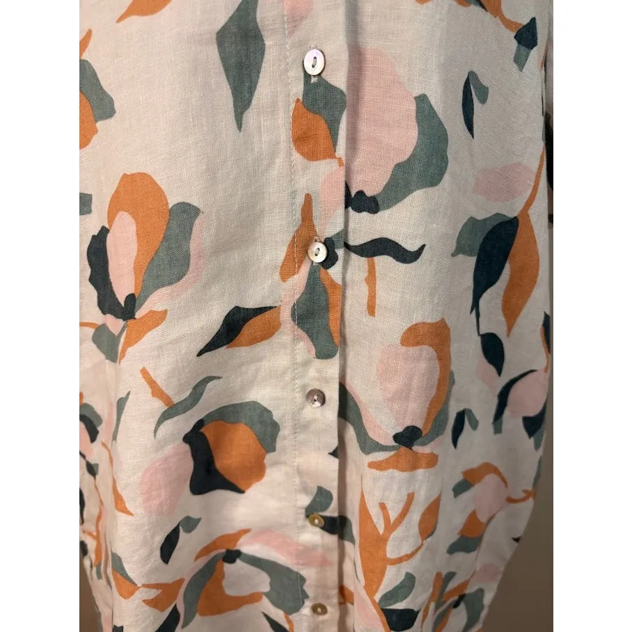 Rachel Zoe Floral Linen Button Front Mini Shirt Dress Size Small - Image 3