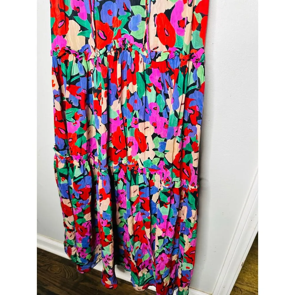 NICHOLAS Multicolored Floral Cotton Silk Blend Flowy Myla Maxi Dress Size US 0 - Image 12