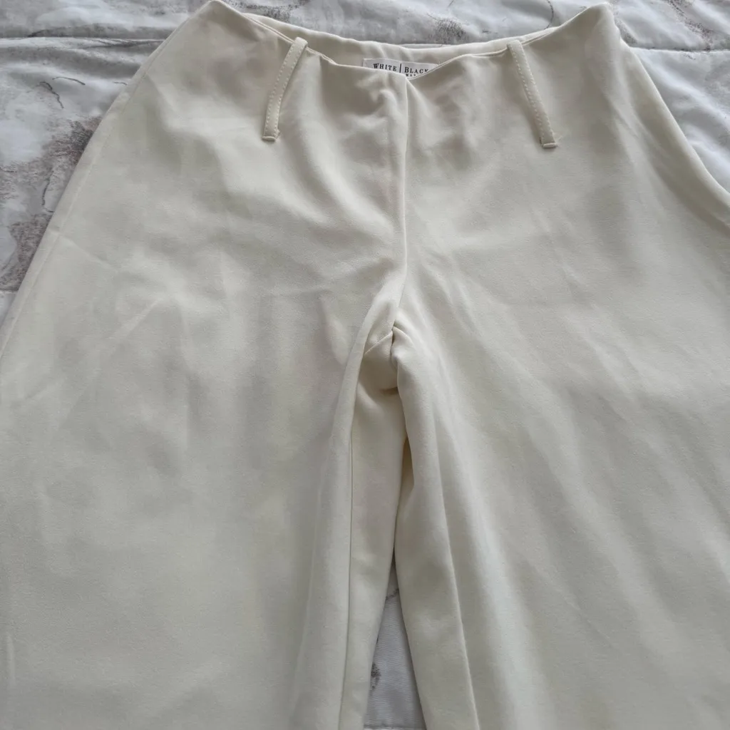 White House Black Market white wide leg lined Trousers size 2 Made in USA preppy - Image 5
