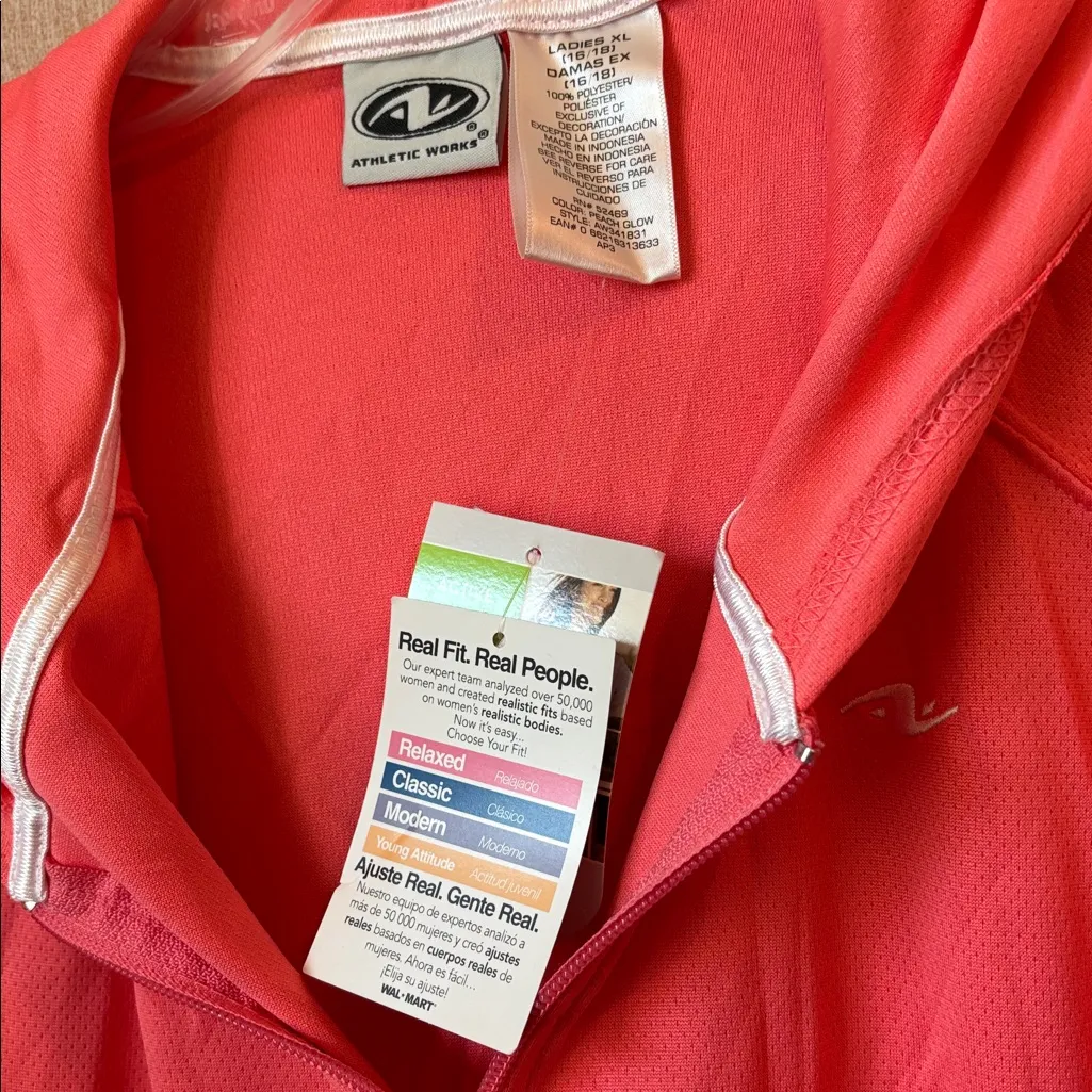 Athletic works Women's Vibrant Coral Hoodie extra large NWT - Image 3