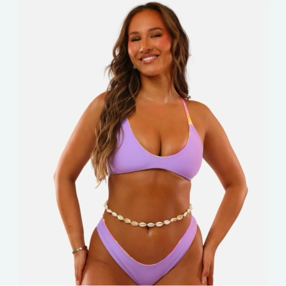 Moana Swimwear Neon Nites Marlin Reversible Swim Top Size Large Multicolor - Image 2