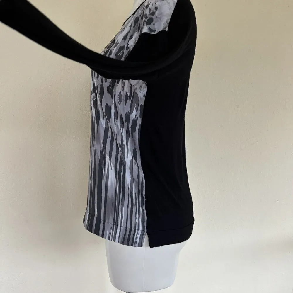 Apt 9 Floral Top Size XSMALL Long Sleeve minimalist Marble  black White - Image 10