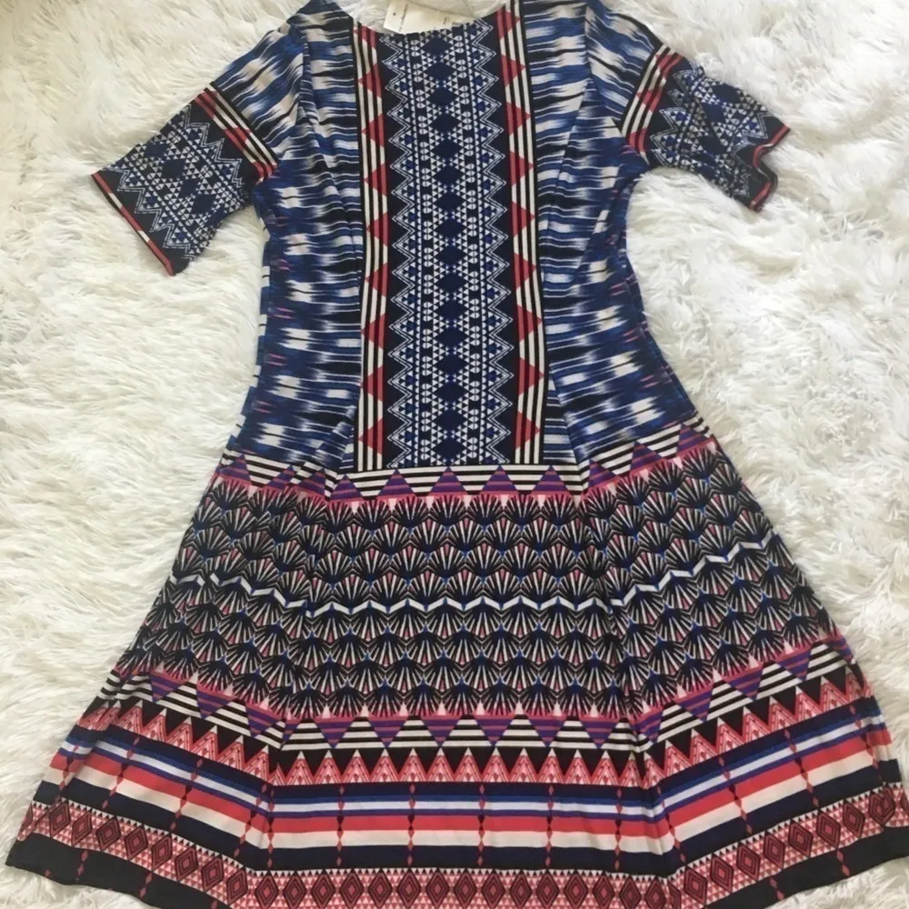 NY collection Women’s geo print boho A line dress size Medium - Image 7