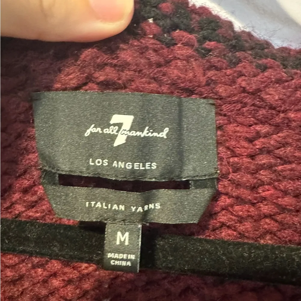 7 For All Mankind maroon and black‎ thick knit sweater - Image 3