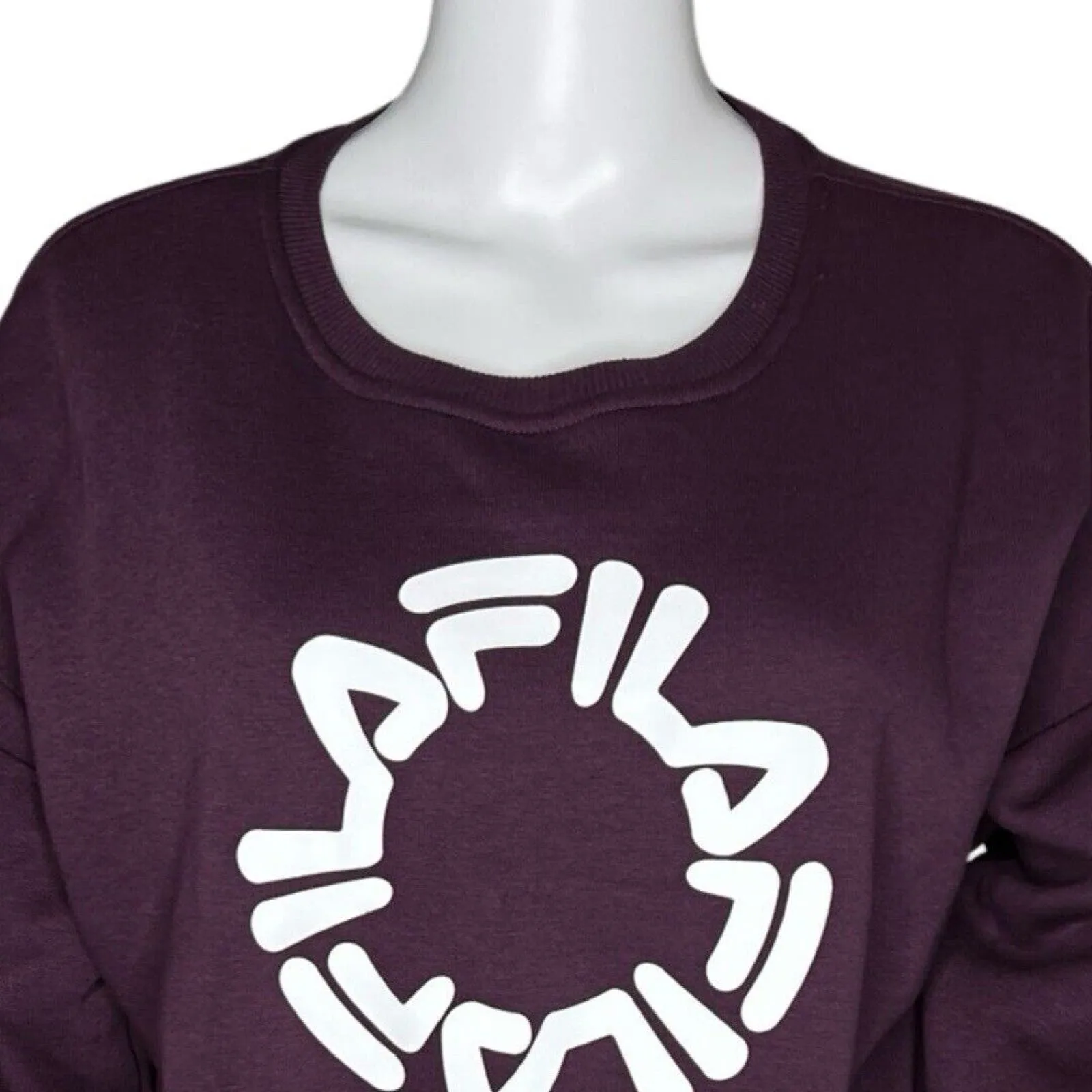 Fila Shirt Womens Medium Purple Yellow Crop‎ Sweatshirt Logo Graphic Streetwear - Image 5